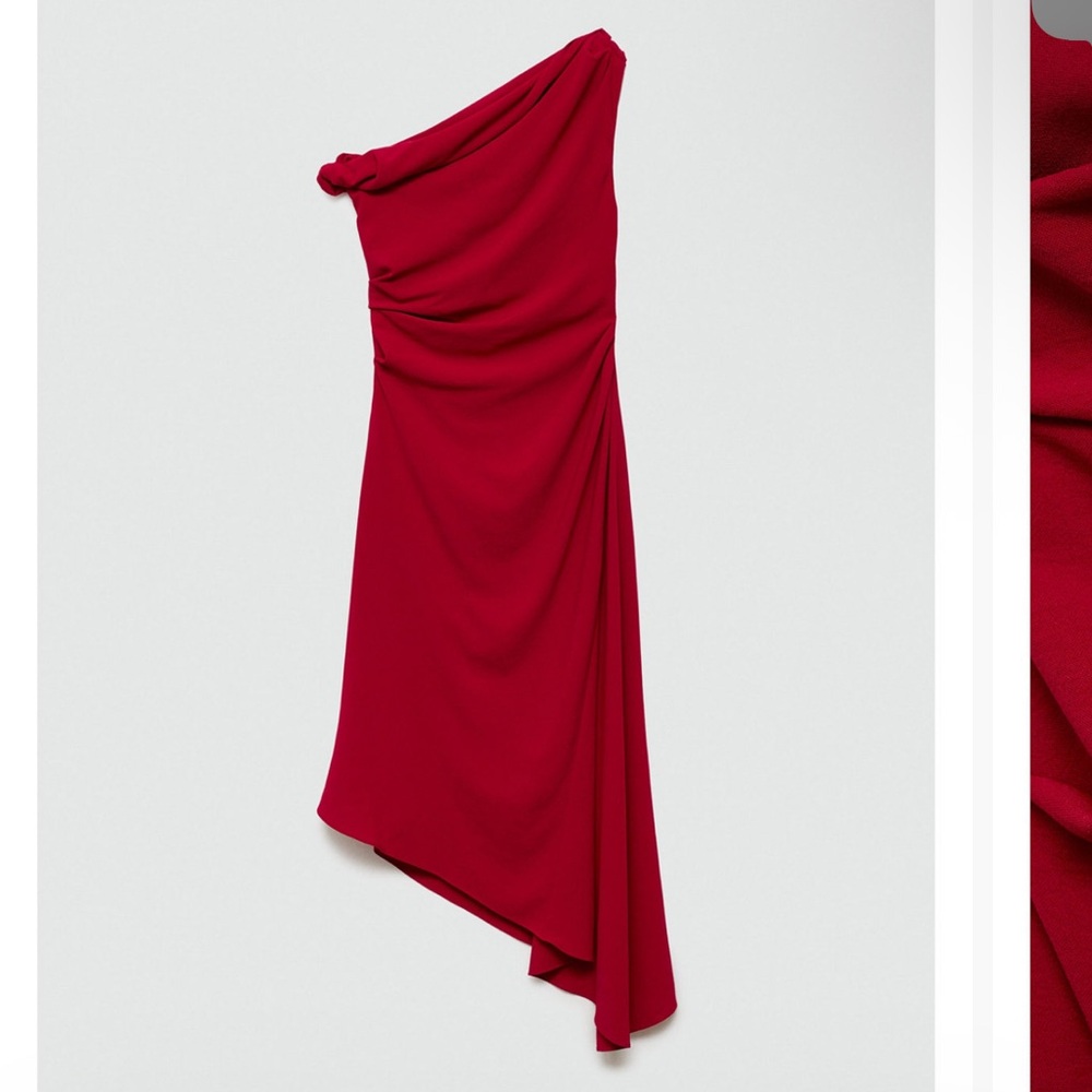 Mango One-Shoulder Red Dress